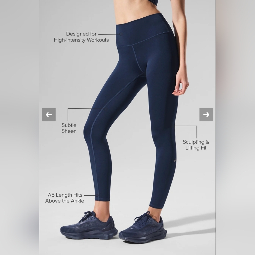 alo Airlift 7/8 Leggings LARGE $140 NAVY. NWT